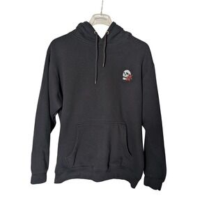 Fashion Nova Men's Black Skull Rose Embroidered Pullover Hoodie Sweatshirt‎